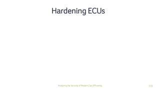 133Analyzing the Security of Modern Cars Efficiently
Hardening ECUs
 