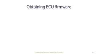 36Analyzing the Security of Modern Cars Efficiently
Obtaining ECU firmware
 