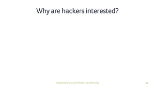 49Analyzing the Security of Modern Cars Efficiently
Why are hackers interested?
 