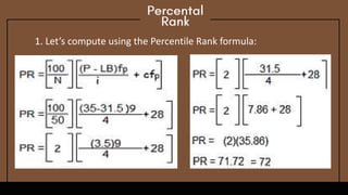 Percentile Ranking Formula ANALYZING AND INTERPRETING DATA.pptx aaa | PPTX