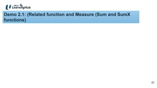 47
47
Demo 2.1: (Related function and Measure (Sum and SumX
functions)
 