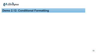 72
72
Demo 2.12: Conditional Formatting
 