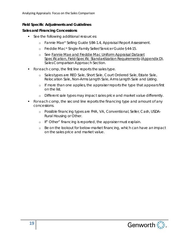analyzing appraisals focus on sales comparison take away manual fannie mae form 1004 instructions