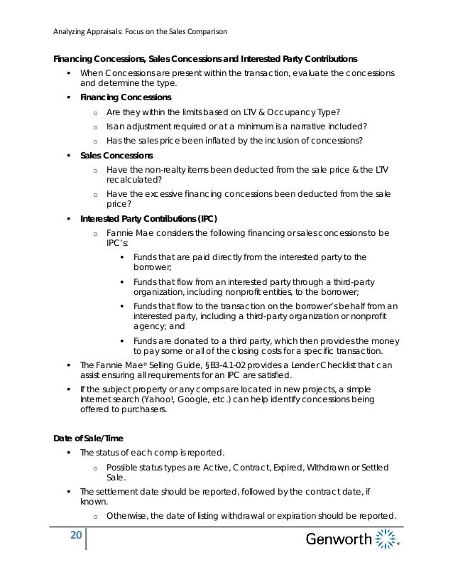 analyzing appraisals focus on sales comparison take away manual fannie mae form 1004 instructions