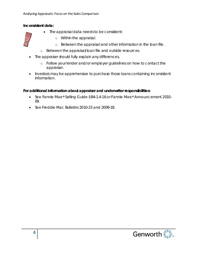 analyzing appraisals focus on sales comparison take away manual fannie mae form 1004 instructions
