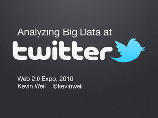 Analyzing Big Data at



Web 2.0 Expo, 2010
Kevin Weil @kevinweil
 