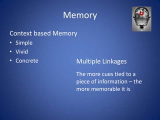 LearningLearning can change behaviorMarketing must:Identify cues & stimuli that support product learning