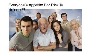 Everyone’s Appetite For Risk is
Unique!!!!
 