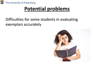 Potential problems
Difficulties for some students in evaluating
exemplars accurately
The University of Hong Kong
 