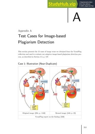 213
Test Cases for Image-based
Plagiarism Detection
This section presents the 15 cases of image reuse we obtained from the VroniPlag
collection and used to evaluate our adaptive image-based plagiarism detection pro-
cess, as described in Section 4.5, p. 137.
Case 1: Illustration (Near-Duplicate)
Original image: [294, p. 1163] Reused image: [440, p. 25]
VroniPlag report on the finding: [530]
A
 