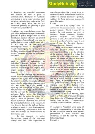 Regulator In Communication Analyzing Nonverbal Communication In Seminar Presentation | PDF