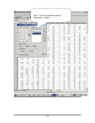 Step 3: Select the dependent and the
independent variables




                198
 