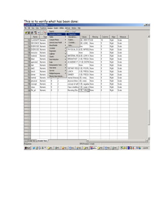 This is to verify what has been done:
 