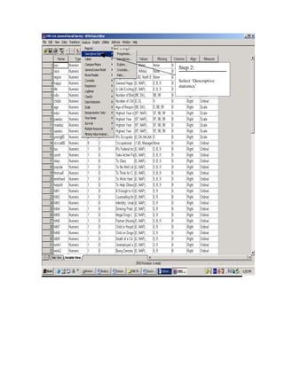 Step 2:

Select ‘Descriptive
statistics’
 