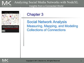 1Copyright © 2011, Elsevier Inc. All rights Reserved
Chapter 3
Social Network Analysis
Measuring, Mapping, and Modeling
Collections of Connections
Analyzing Social Media Networks with NodeXL
Insights from a Connected World
 