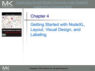 1
Copyright © 2011, Elsevier Inc. All rights Reserved
Chapter 4
Getting Started with NodeXL,
Layout, Visual Design, and
Labeling
Analyzing Social Media Networks with NodeXL
Insights from a Connected World
 