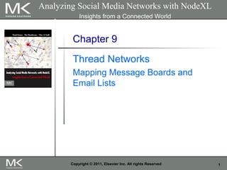 1Copyright © 2011, Elsevier Inc. All rights Reserved
Chapter 9
Thread Networks
Mapping Message Boards and
Email Lists
Analyzing Social Media Networks with NodeXL
Insights from a Connected World
 