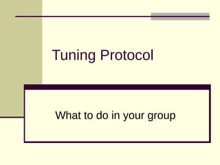 Tuning Protocol



What to do in your group
 
