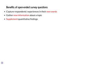 Analyzing textual data from open-ended survey questions | PDF