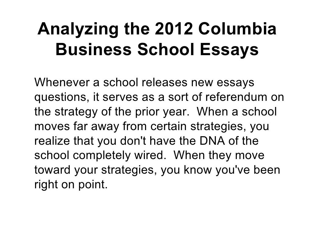 MBA Admission Essays: Columbia Business School columbia business school essays