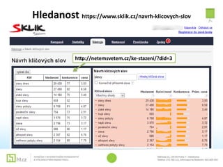 Hledanost https://www.sklik.cz/navrh-klicovych-slov


             http://netemsvetem.cz/ke-stazeni/?did=3
 