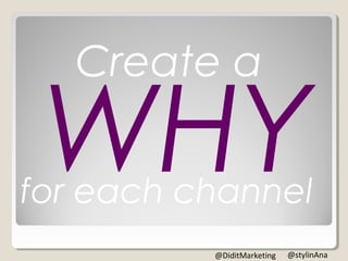 Create a
for each channel
@stylinAna@DiditMarketing
 