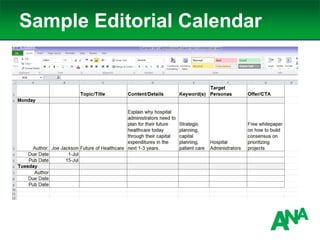 Sample Editorial Calendar
 