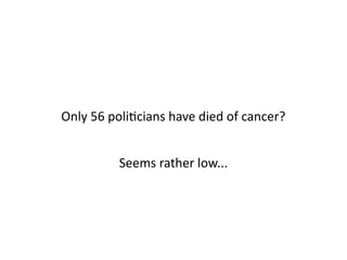 Only 56 politicians have died of cancer?
Seems rather low...
 