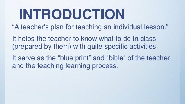 Lesson plan Introduction