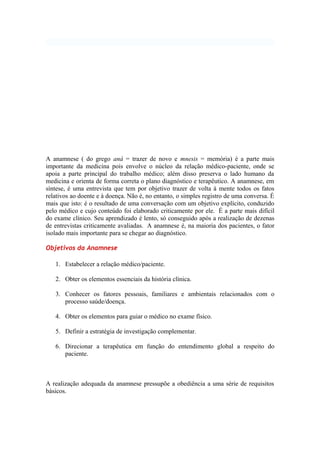 EXEMPLO Anamnese, PDF, Especialidades médicas