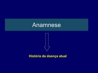 Anamnese
História da doença atual
 
