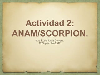 Actividad 2:
ANAM/SCORPION.
Ana Rocío Ayala Corvera.
12/Septiembre/2017.
 