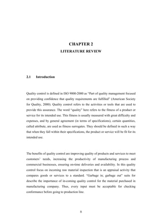 Quality Control Citations An analysis incoming quality control of material in manufacturing ...