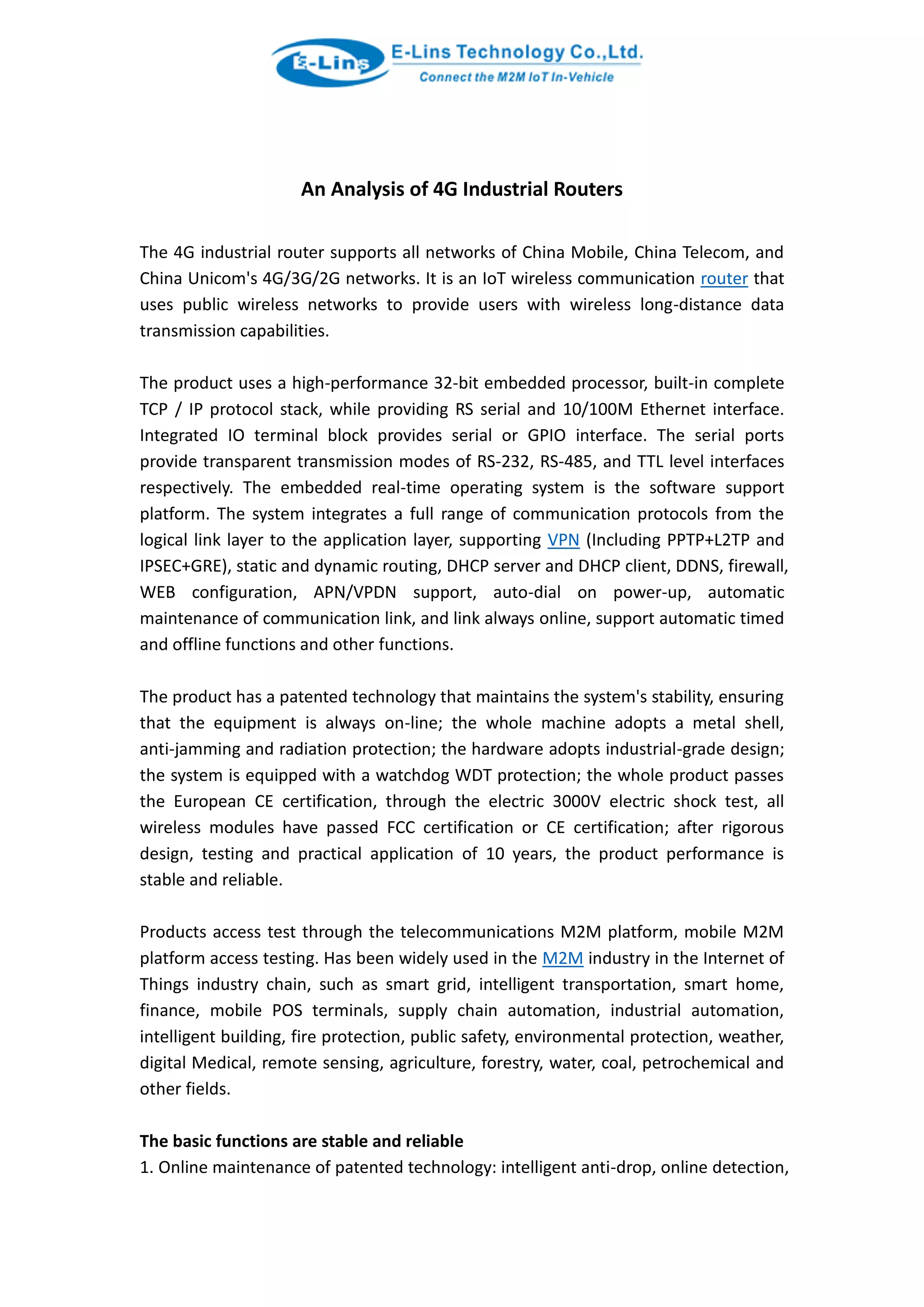 An Analysis of 4G Industrial Routers | PDF