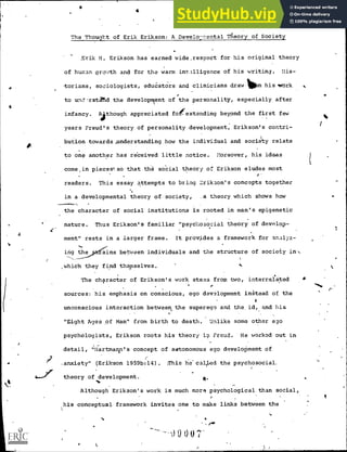 An Analysis Of Erikson S And Piaget S Theories Of Human Growth. Final ...