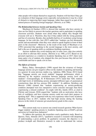 An Analysis Of Students Speaking Anxiety In Academic Speaking Class | PDF