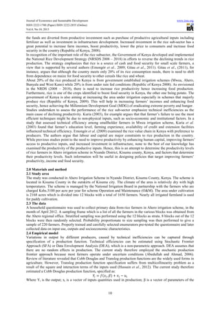 An analysis of technical efficiency of rice farmers in ahero irrigation ...