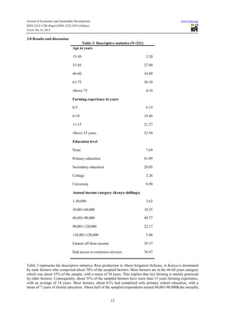 An analysis of technical efficiency of rice farmers in ahero irrigation ...