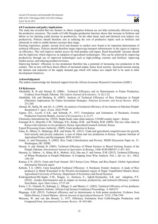 An analysis of technical efficiency of rice farmers in ahero irrigation ...