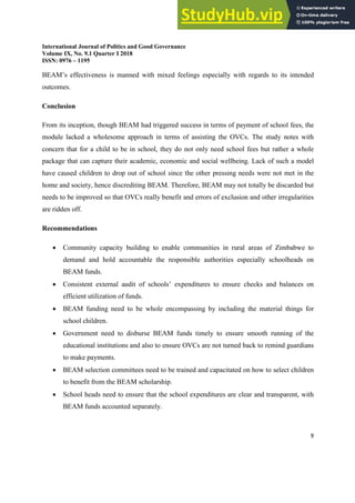 AN ANALYSIS OF THE EFFECTIVENESS OF THE BASIC EDUCATION ASSISTANCE ...