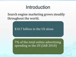 Introduction    Search engine marketing grows steadily throughout the world.4