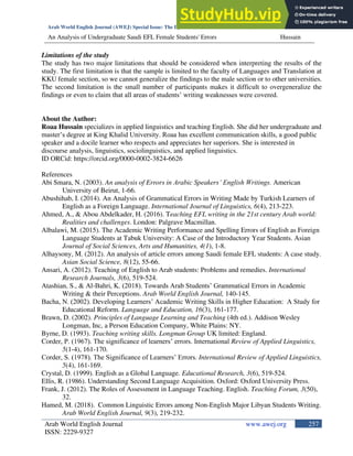 An Analysis Of Undergraduate Saudi EFL Female Students Errors In ...