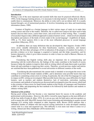 An Analysis Of Undergraduate Saudi EFL Female Students Errors In ...