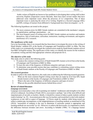 An Analysis Of Undergraduate Saudi EFL Female Students Errors In ...