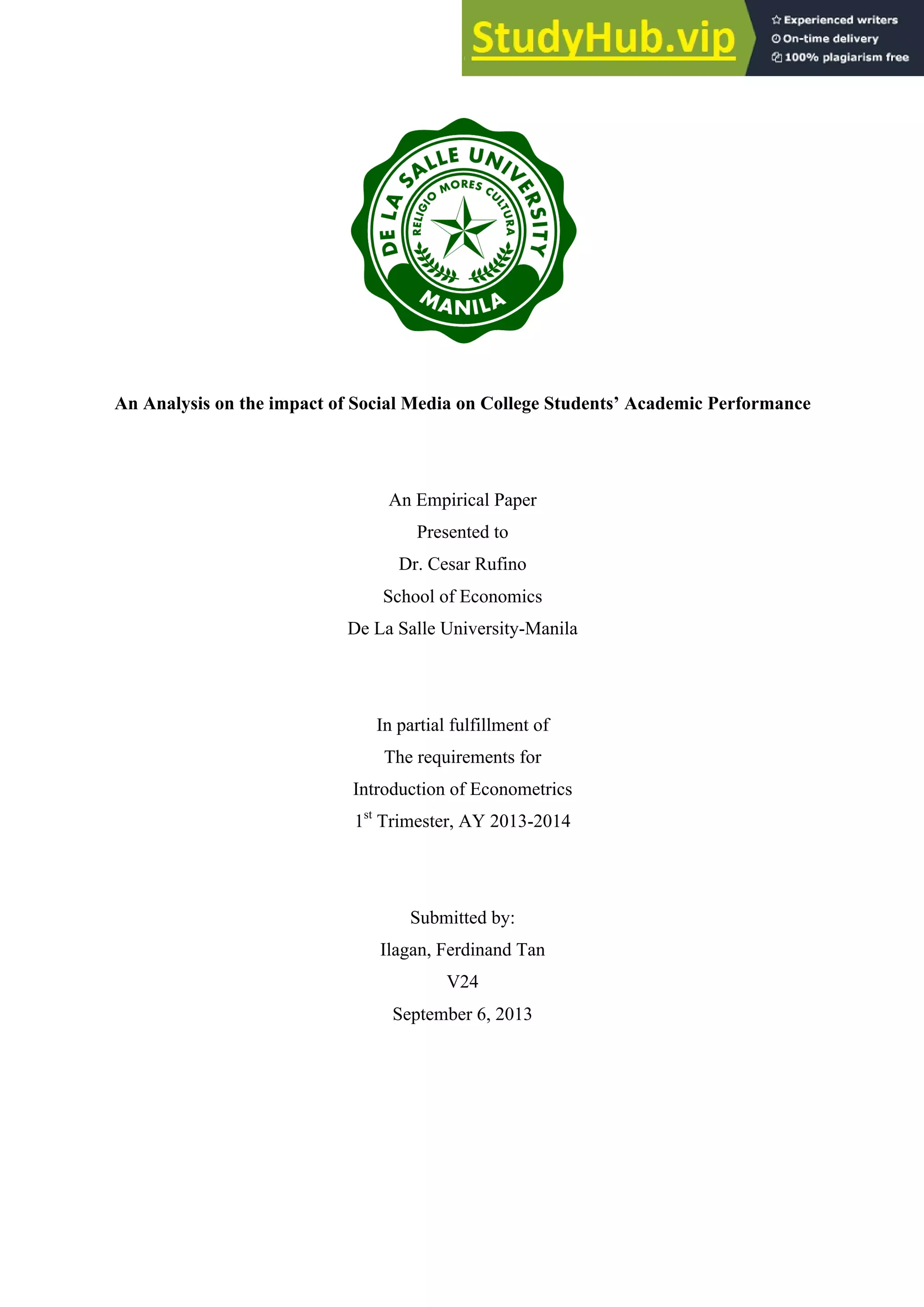 An Analysis On The Impact Of Social Media On College Students Academic ...