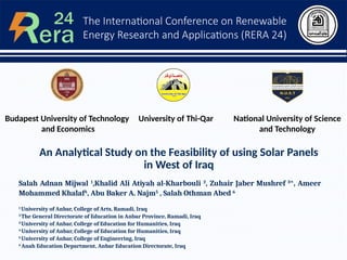 An Analytical Study on the Feasibility of using Solar Panels in West of ...