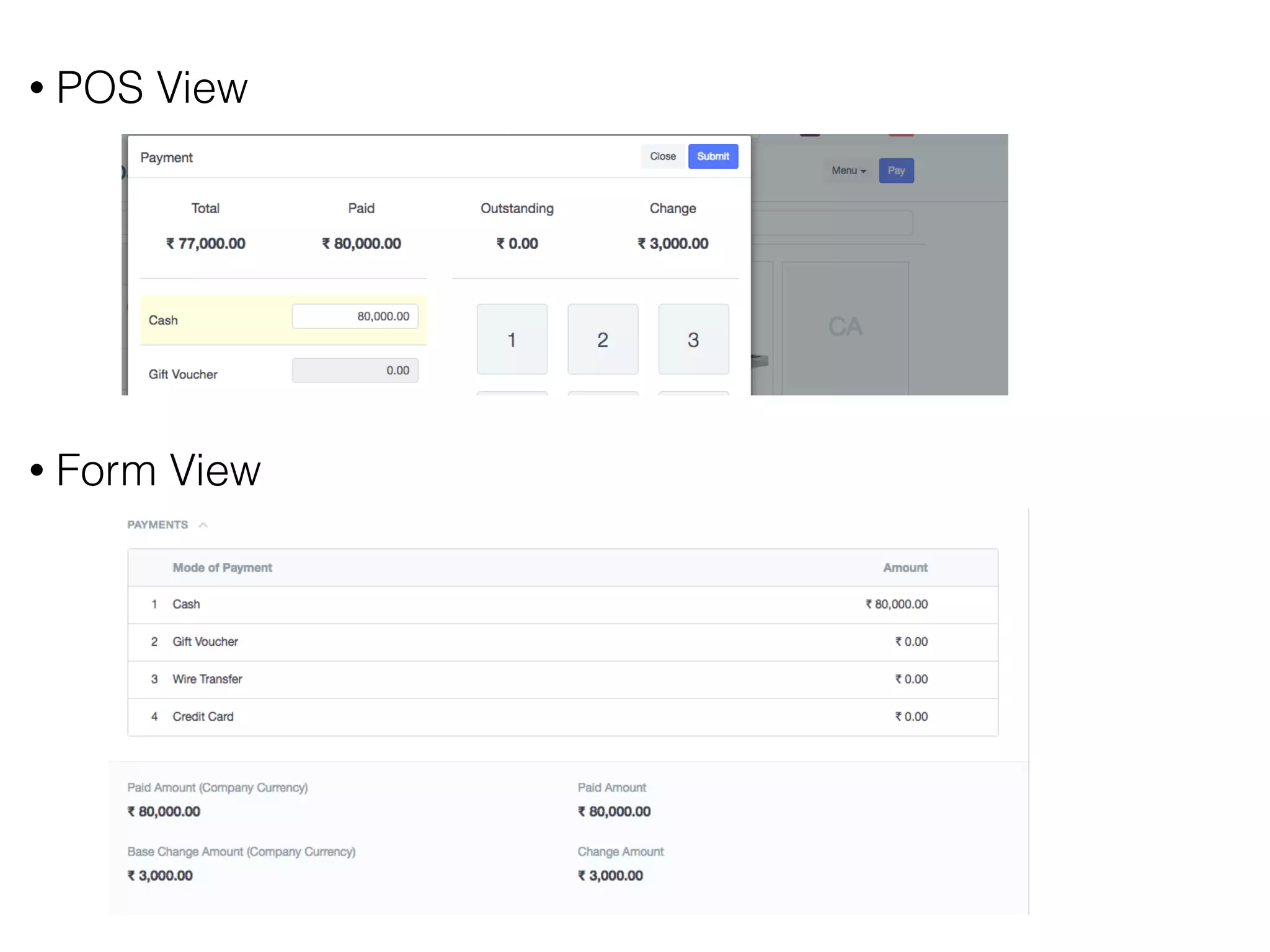 • Form View
• POS View
 