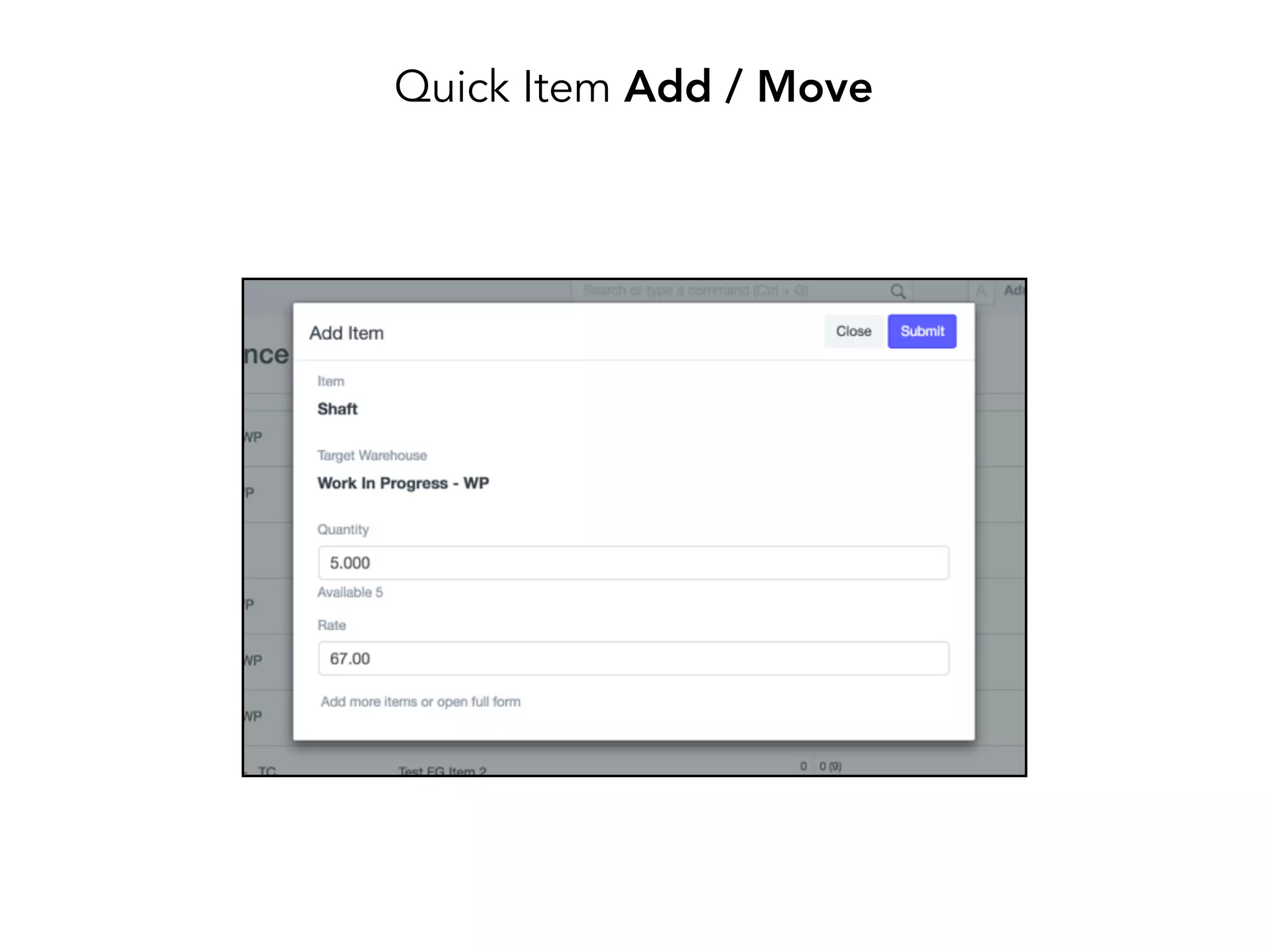 Quick Item Add / Move
 