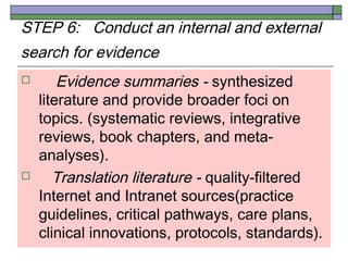 Filtered Evidence Practice Guide Line Evidence Based Practice - Strategies to Nursing Practice | PPT