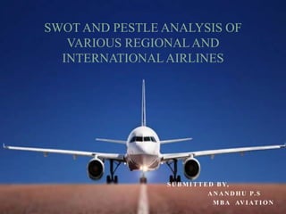 S U B M I T T E D B Y,
A N A N D H U P. S
M B A AV I AT I O N
SWOT AND PESTLE ANALYSIS OF
VARIOUS REGIONALAND
INTERNATIONALAIRLINES
 